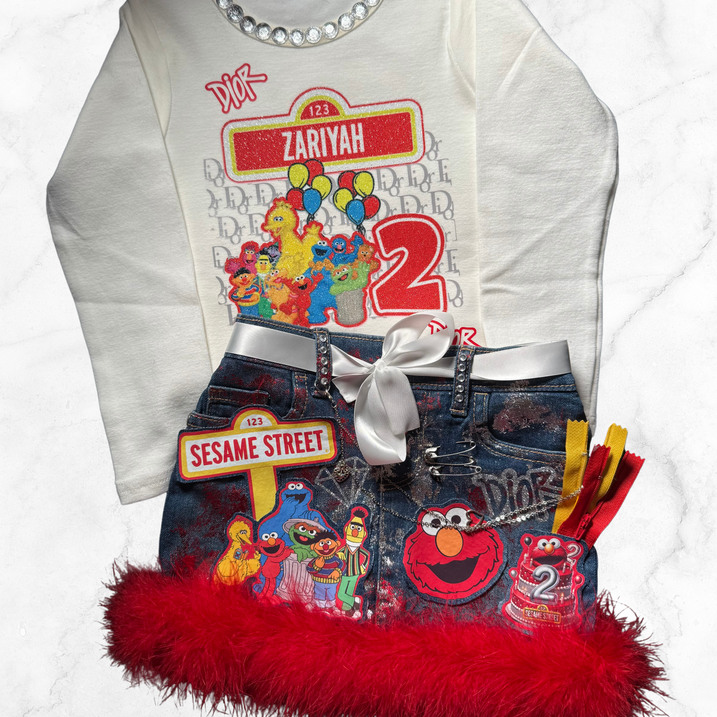 Custom Denim Skirt Set